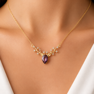 Anti-Tarnish Gold-Plated Amethyst Pendant Necklace