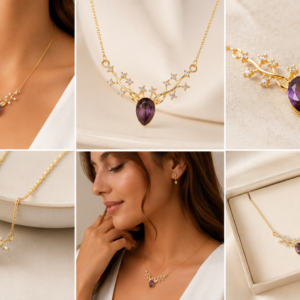 Anti-Tarnish Gold-Plated Amethyst Pendant Necklace
